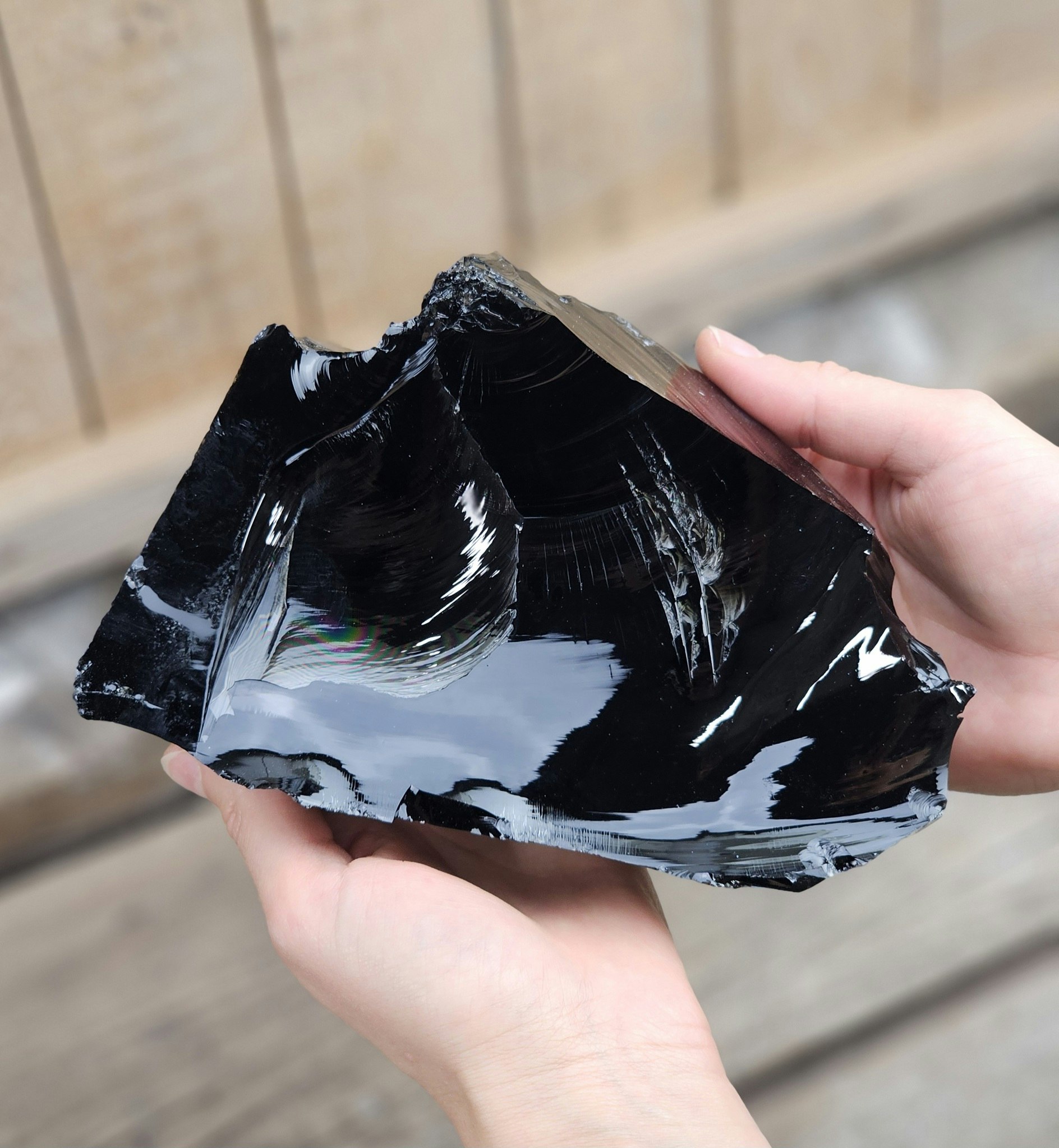 Svart Obsidian rå XL #14