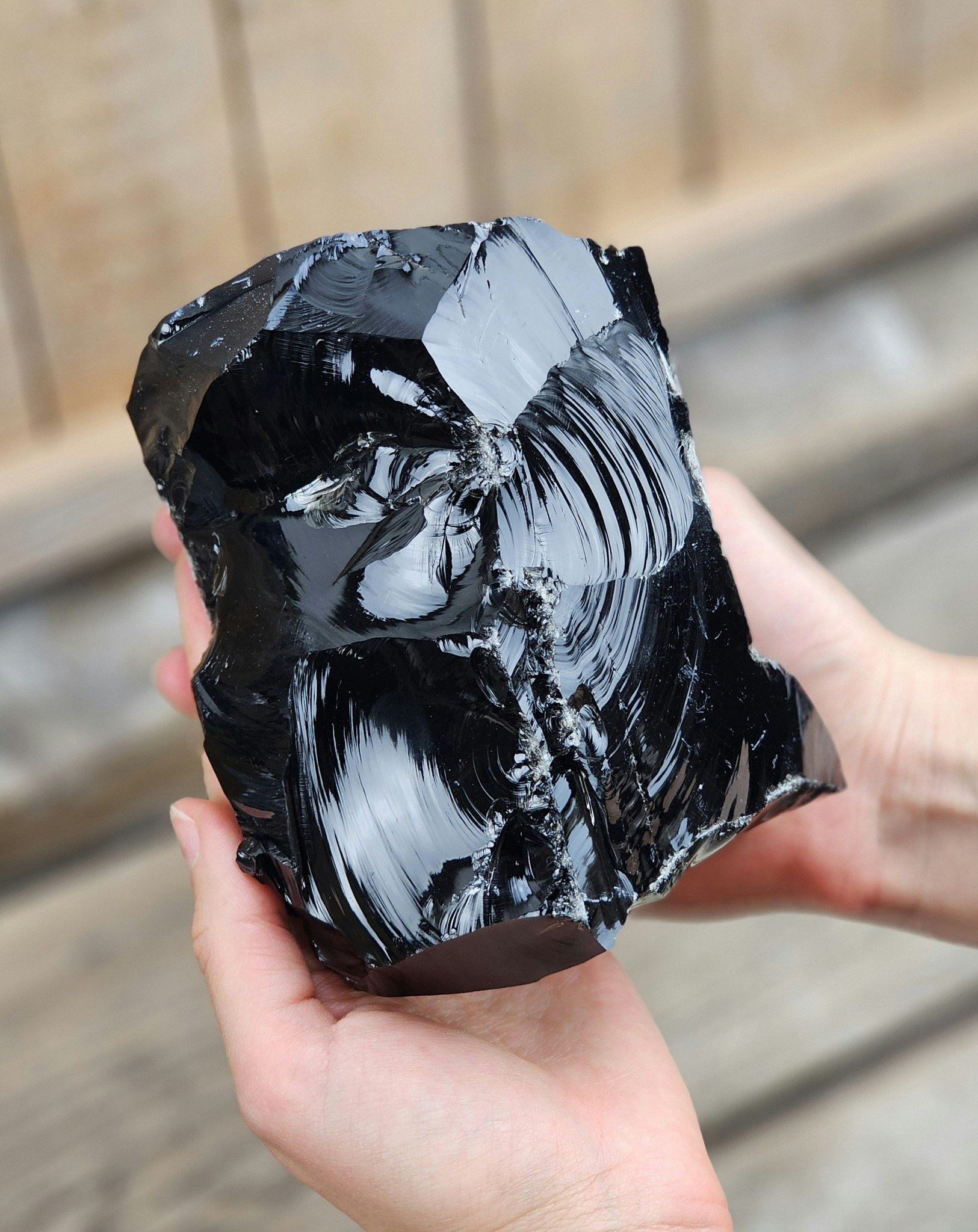 Svart Obsidian rå XL #18
