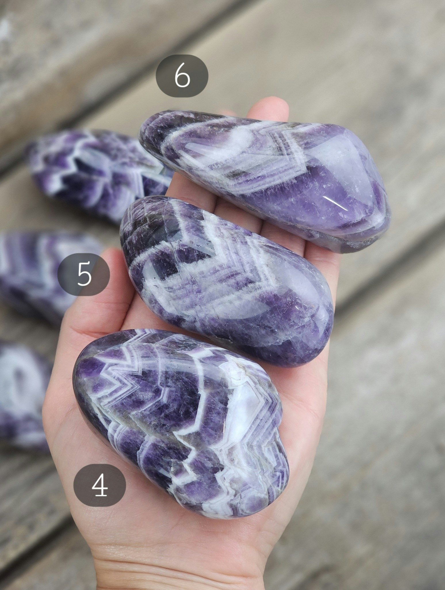 Chevron Ametist (Drömametist), stor touchstone #1-6
