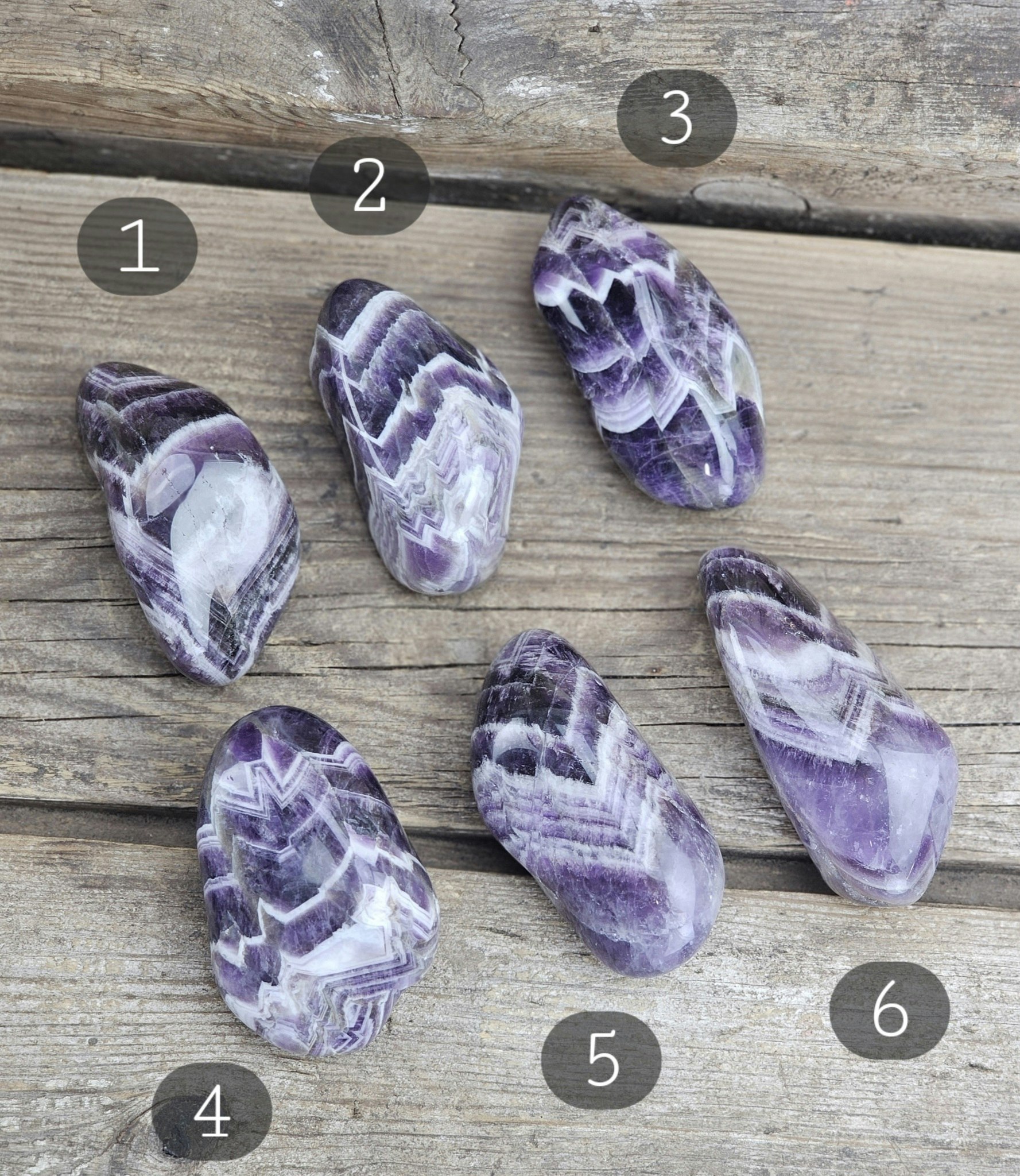 Chevron Ametist (Drömametist), stor touchstone #1-6