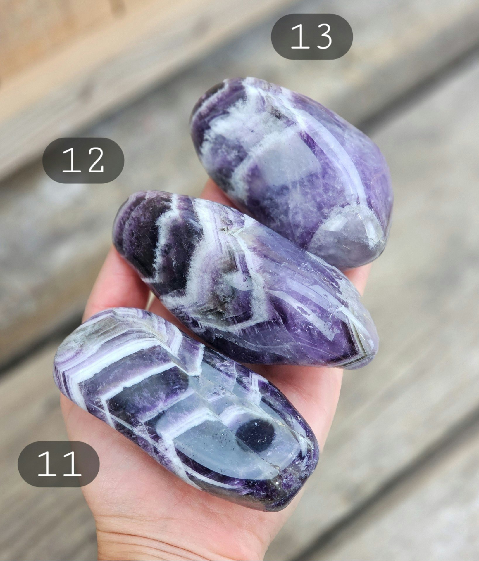 Chevron Ametist (Drömametist), stor touchstone #11-13