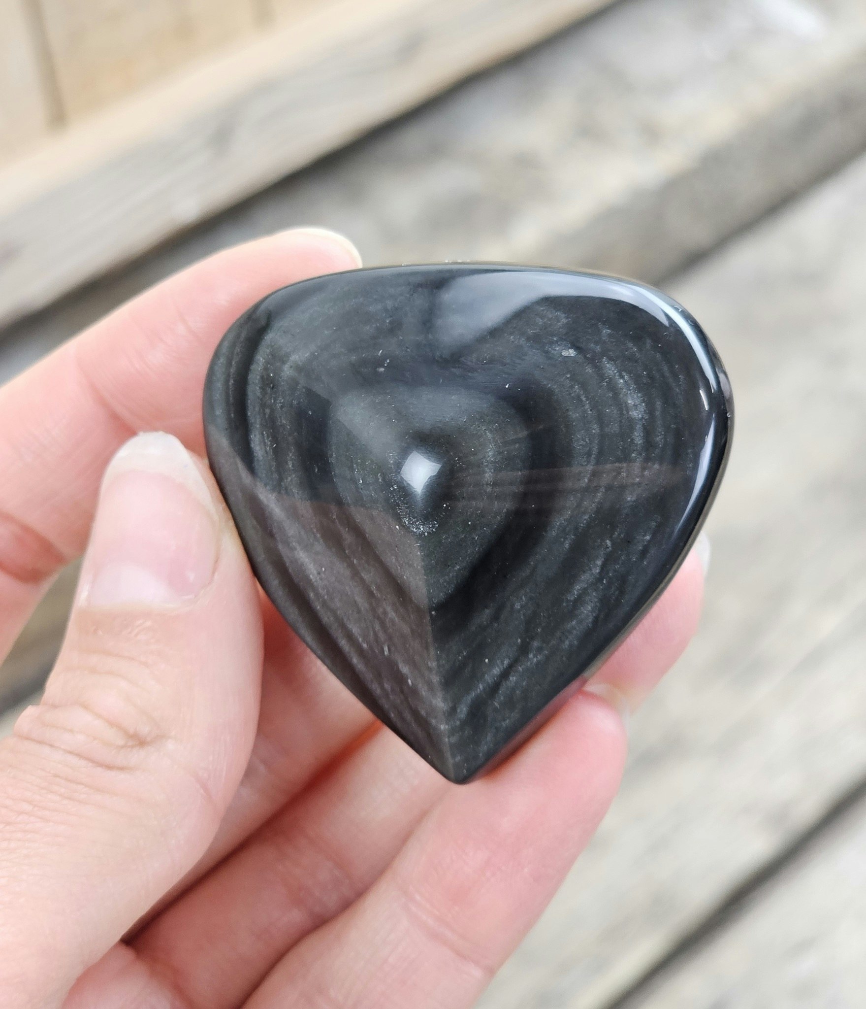 Silver Sheen Obsidian hjärta #4