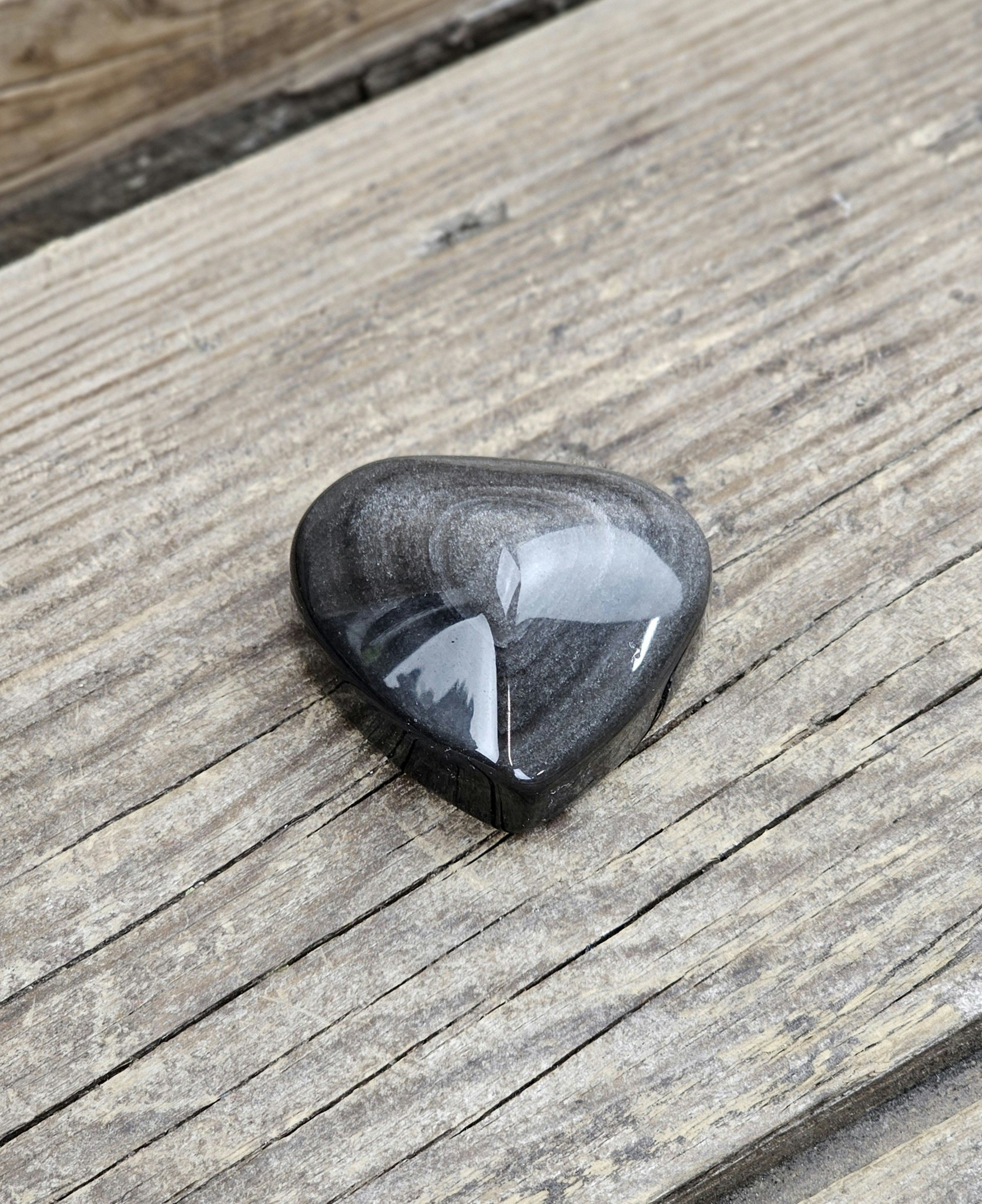 Silver Sheen Obsidian hjärta #5