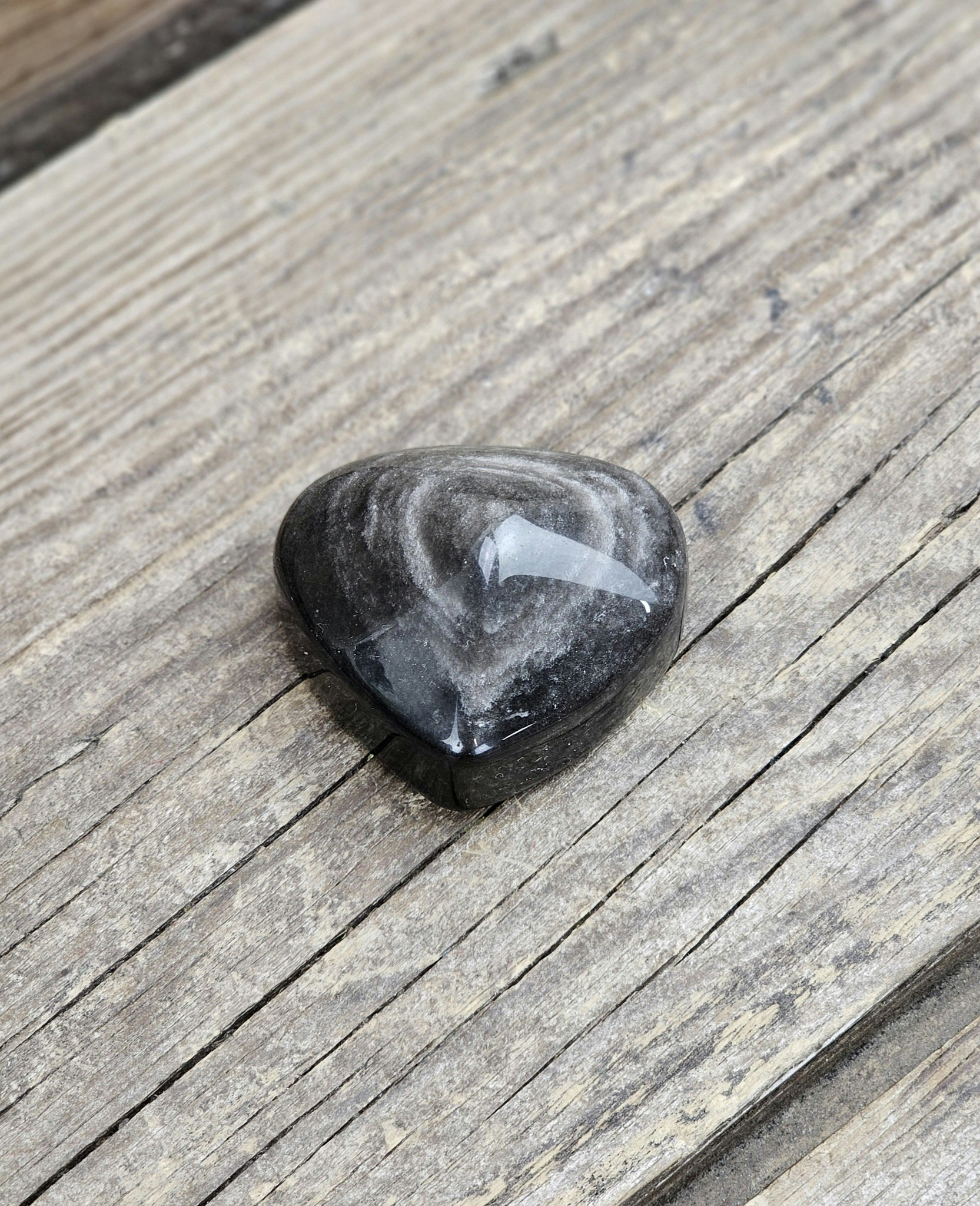 Silver Sheen Obsidian hjärta #6