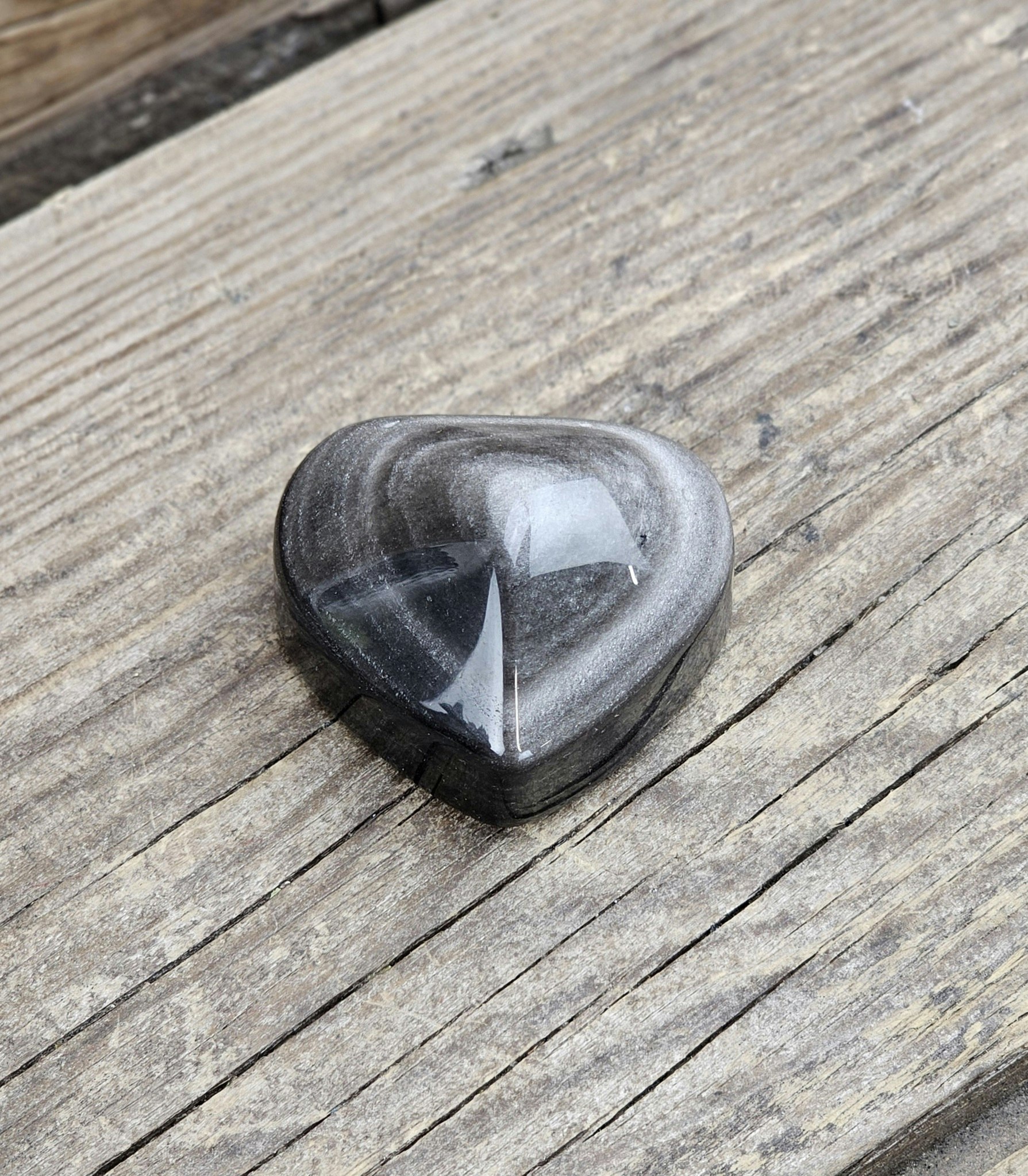 Silver Sheen Obsidian hjärta #7