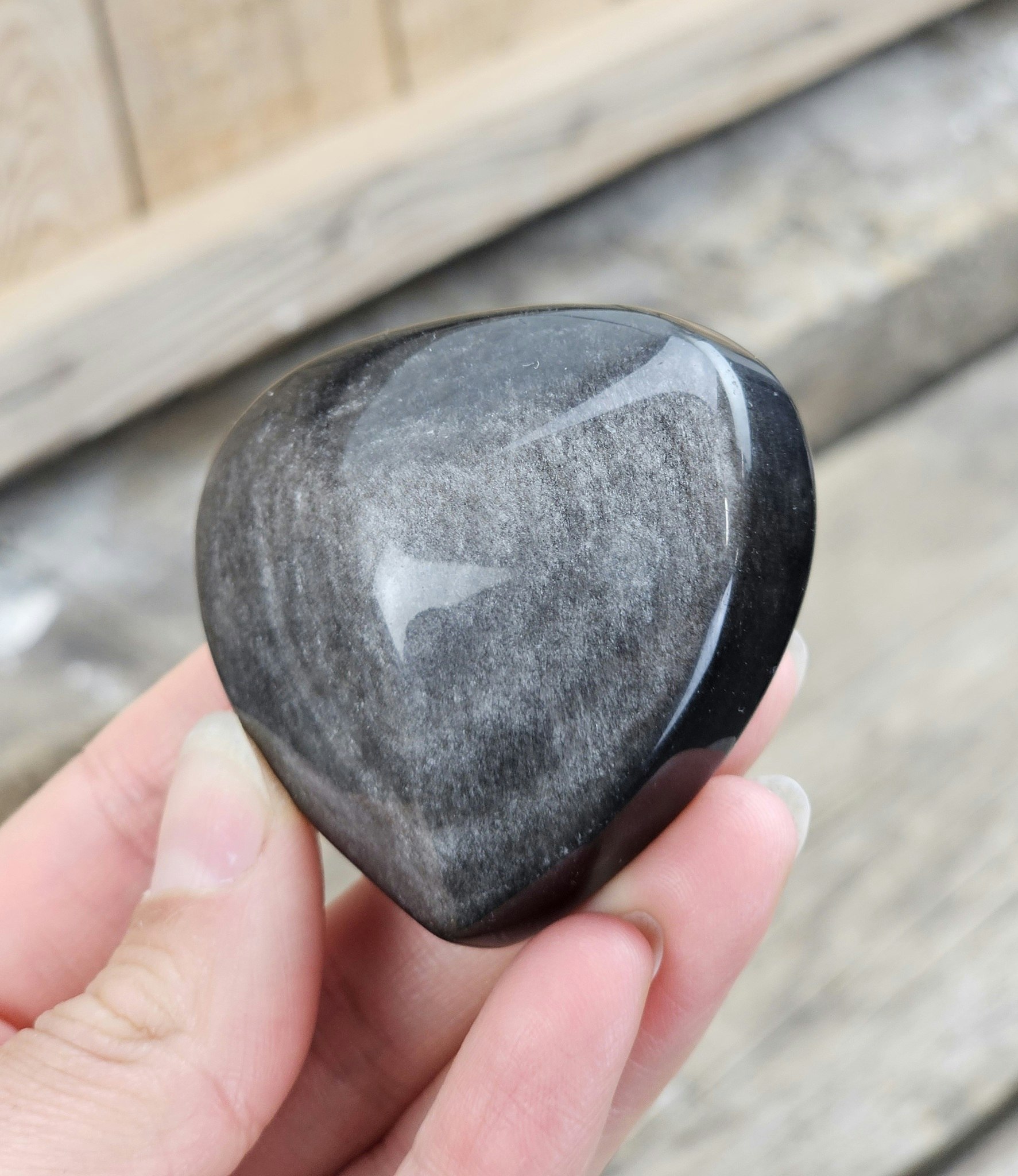 Silver Sheen Obsidian hjärta #8