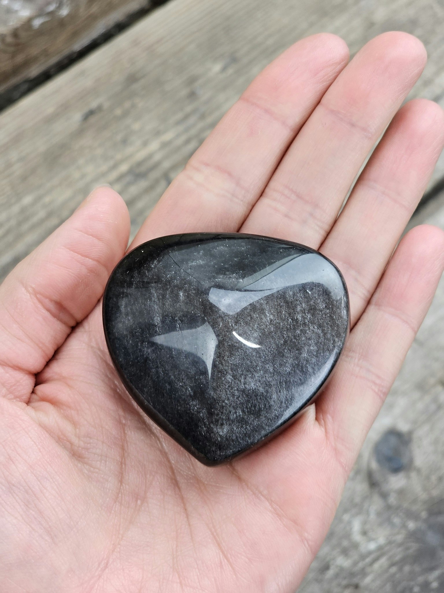 Silver Sheen Obsidian hjärta #8