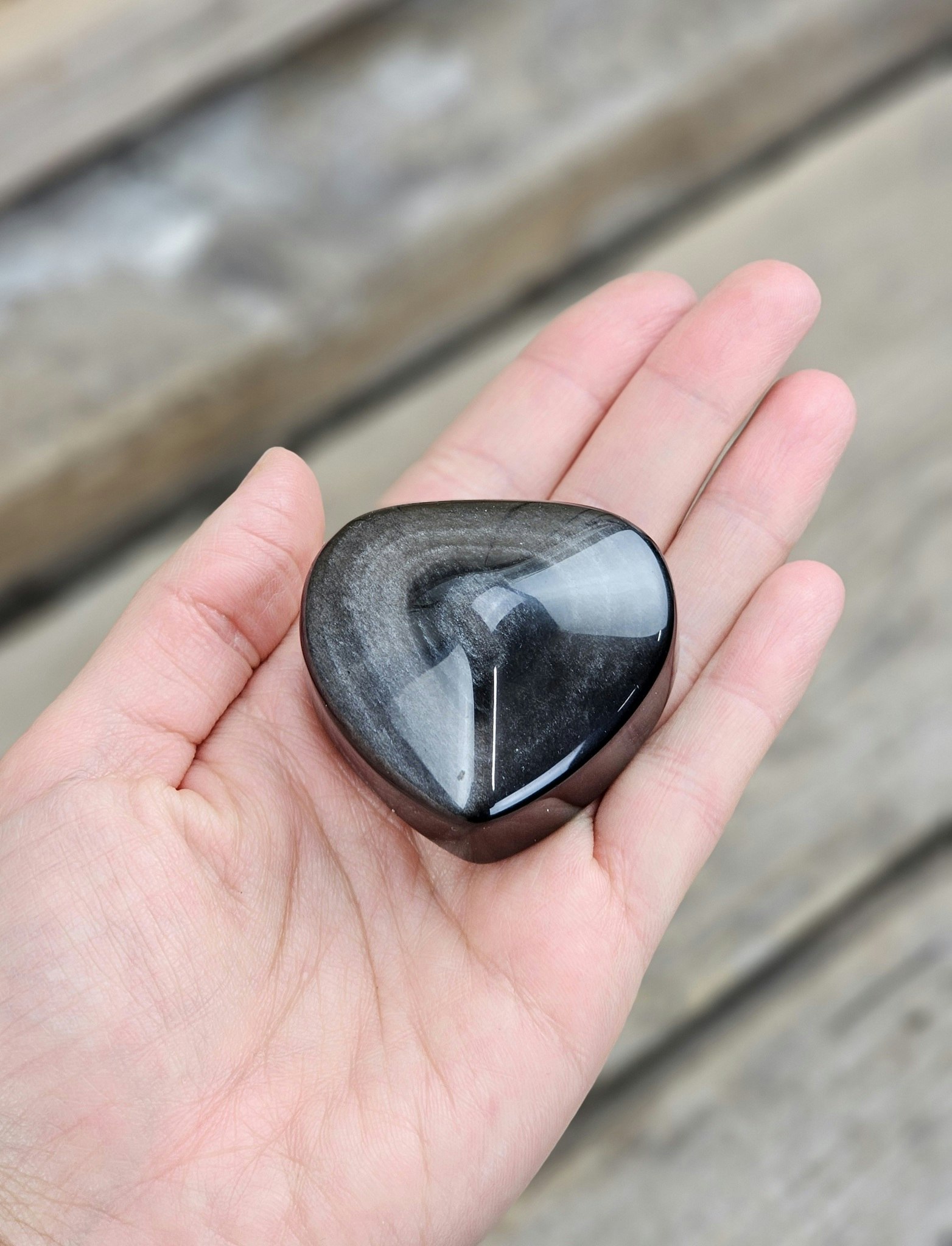 Silver Sheen Obsidian hjärta #9