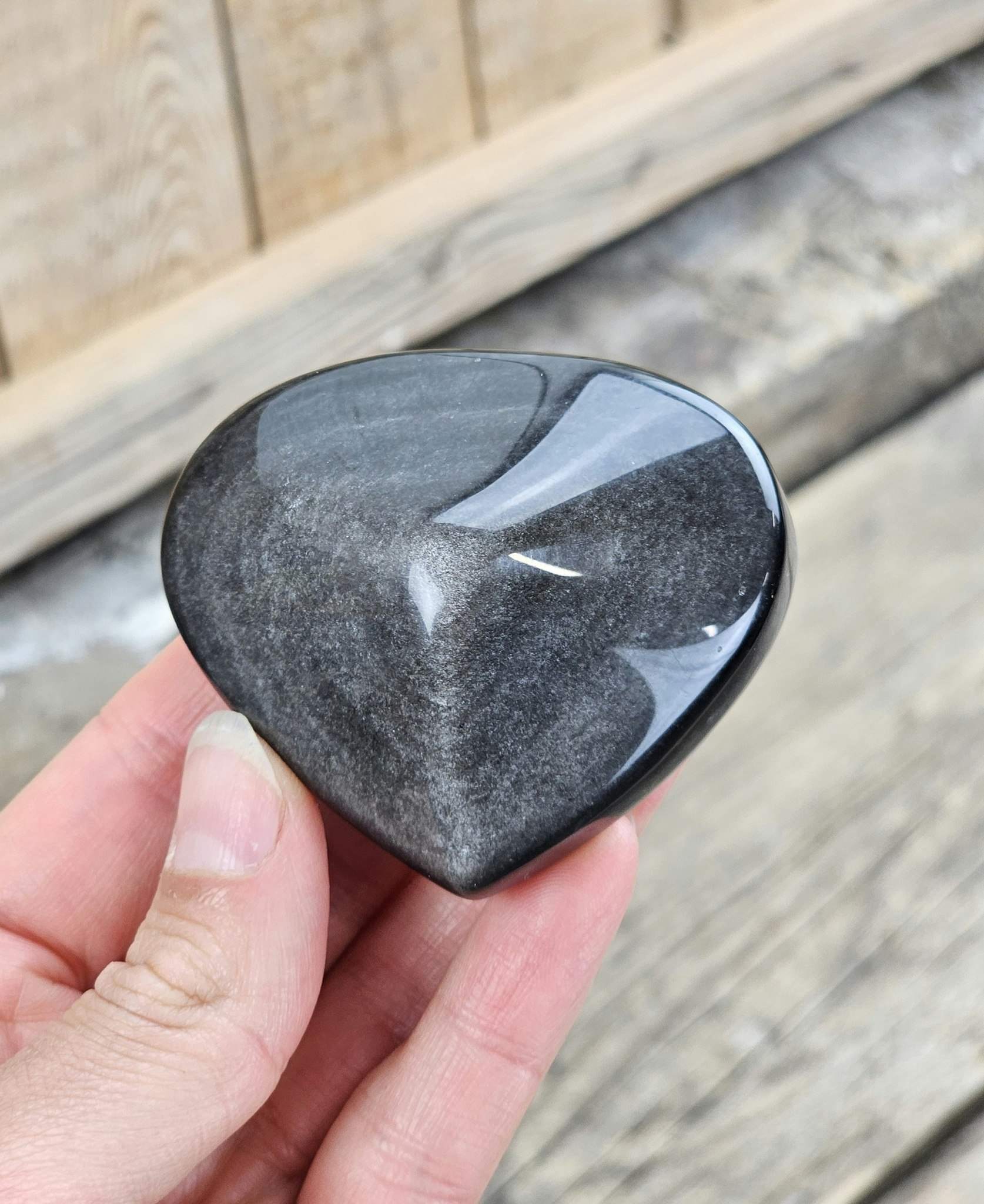 Silver Sheen Obsidian hjärta #11