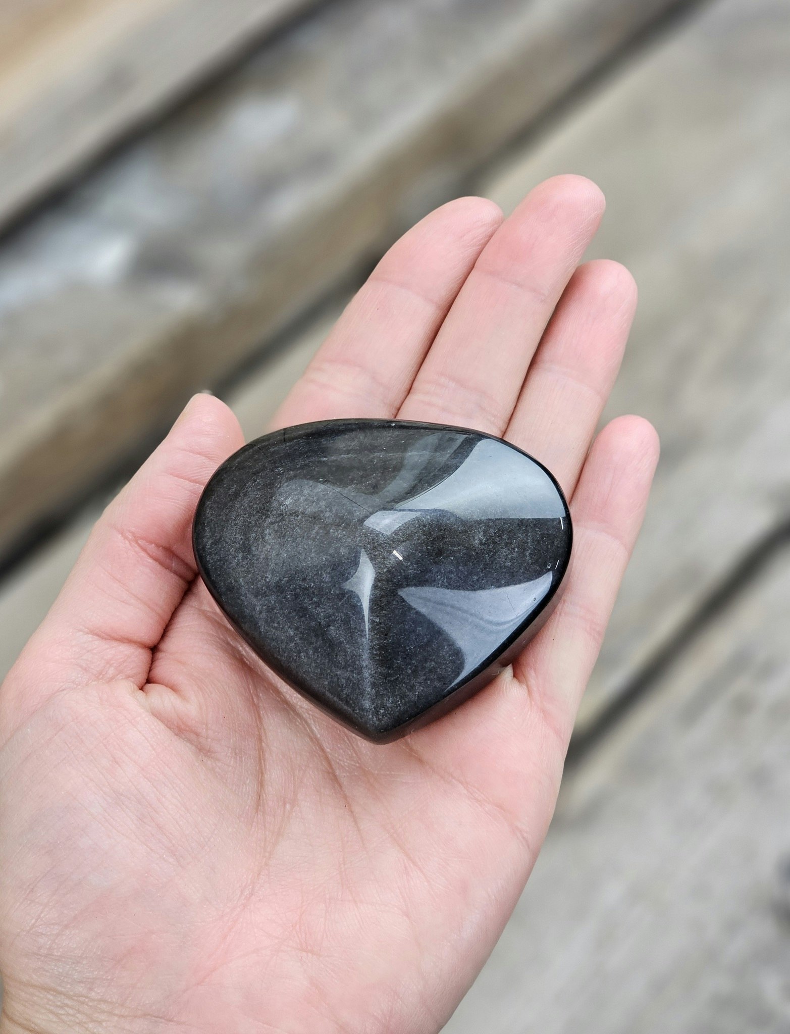 Silver Sheen Obsidian hjärta #11
