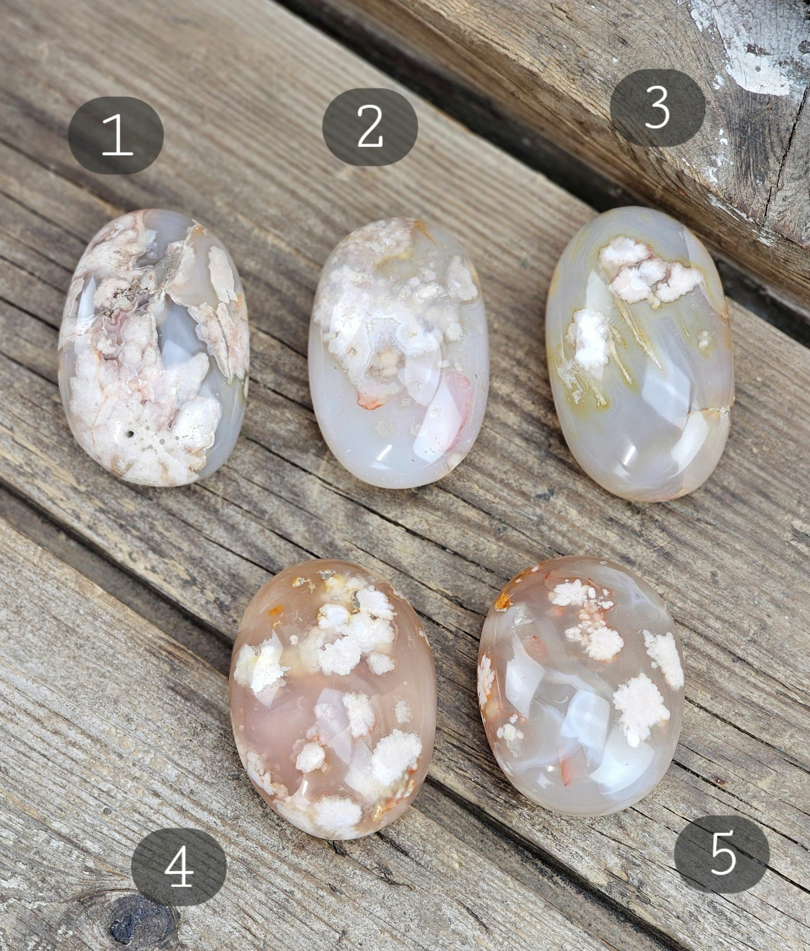 Blomsteragat, stor touchstone #1-5