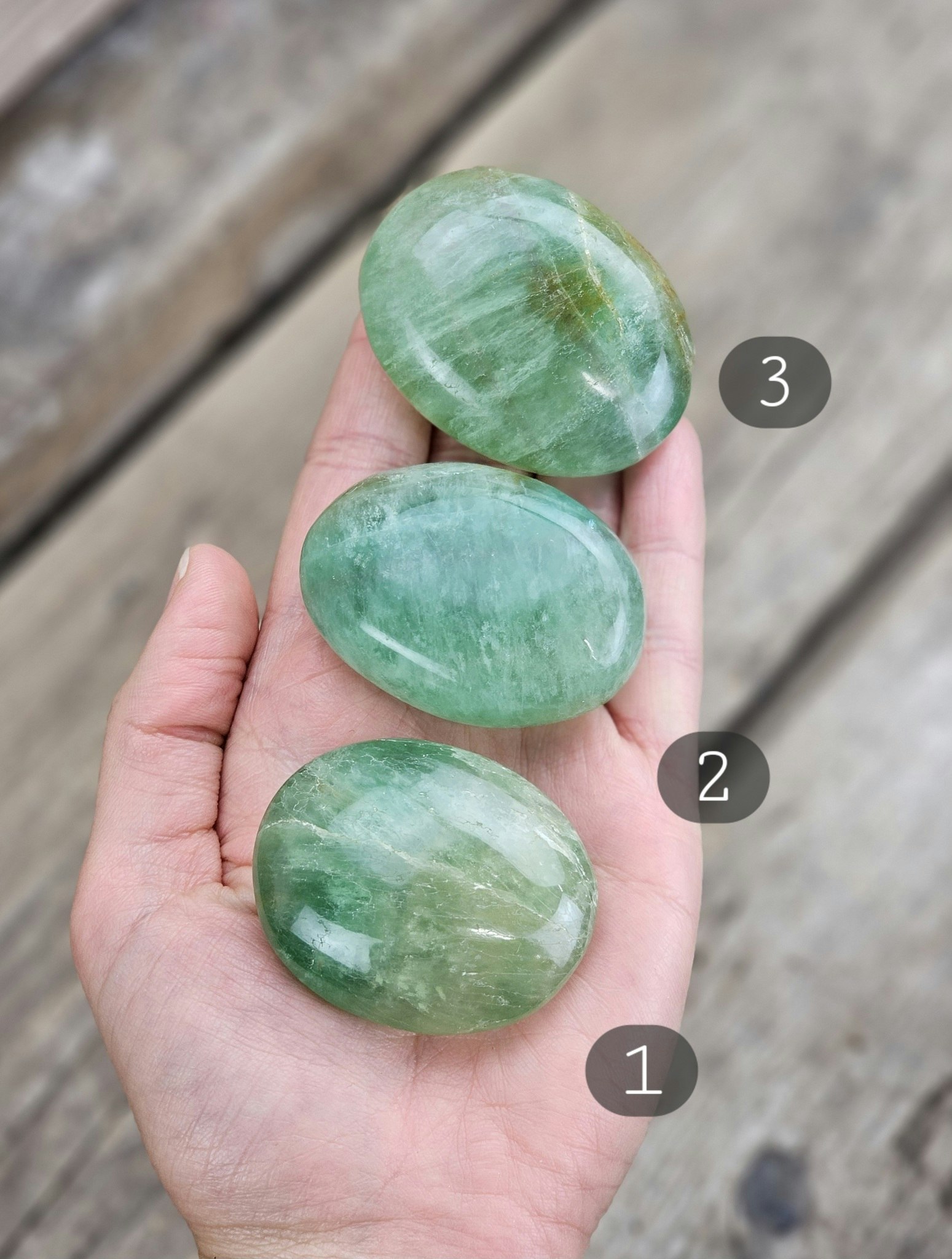Grön Fluorit, touchstone #1-3