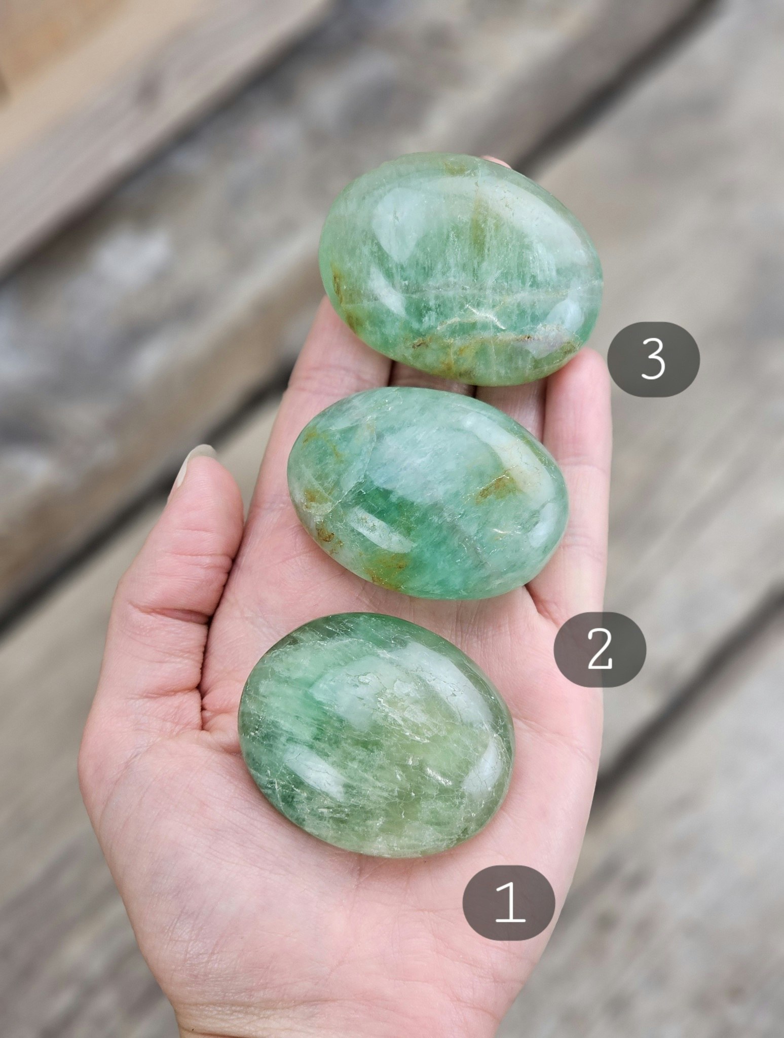 Grön Fluorit, touchstone #1-3