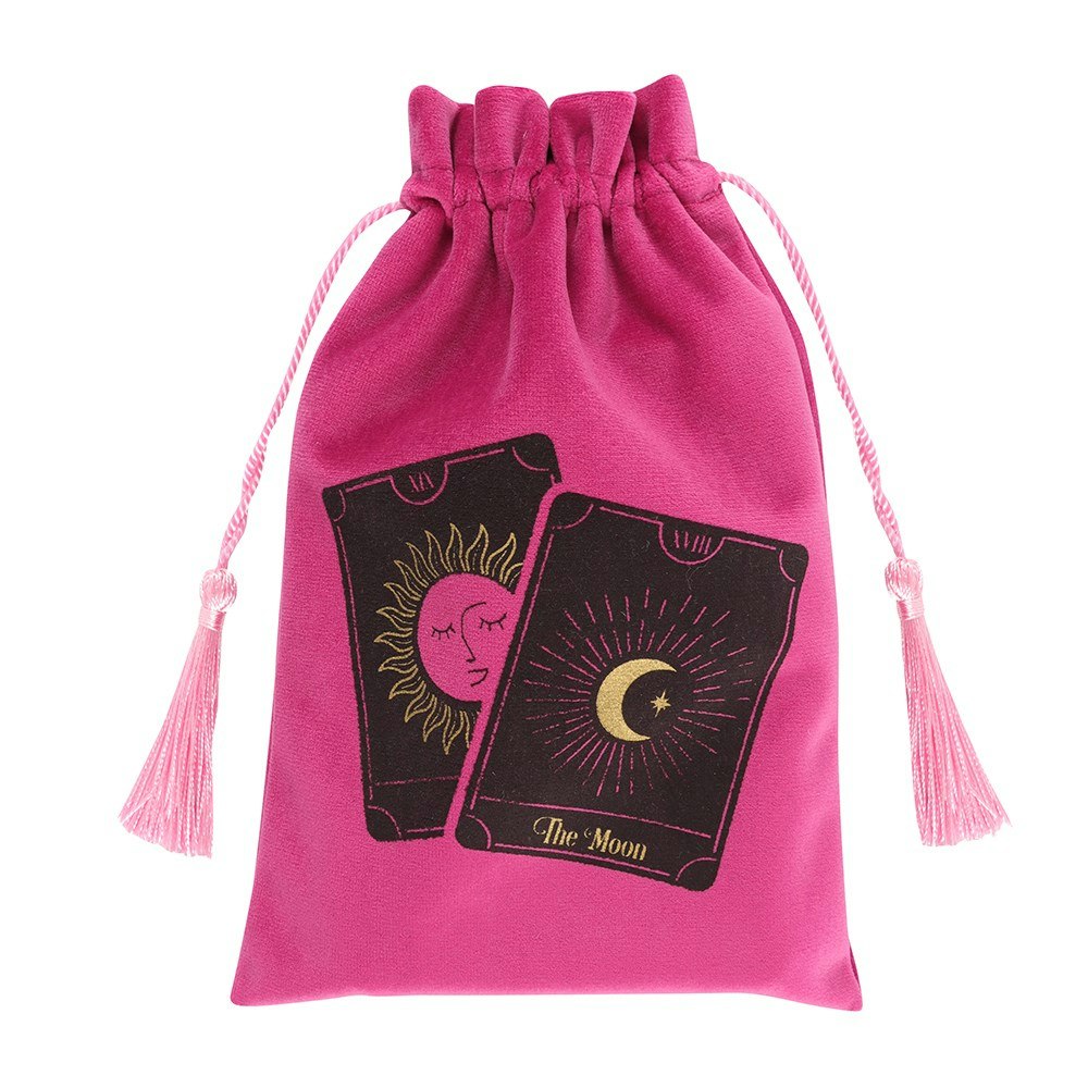 Förvaringspåse i sammet, Tarotkort rosa