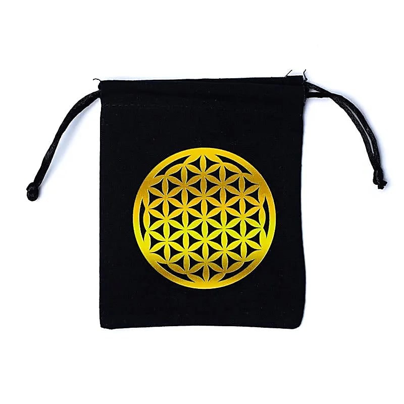 Förvaringspåse i Bomull, Flower of life svart