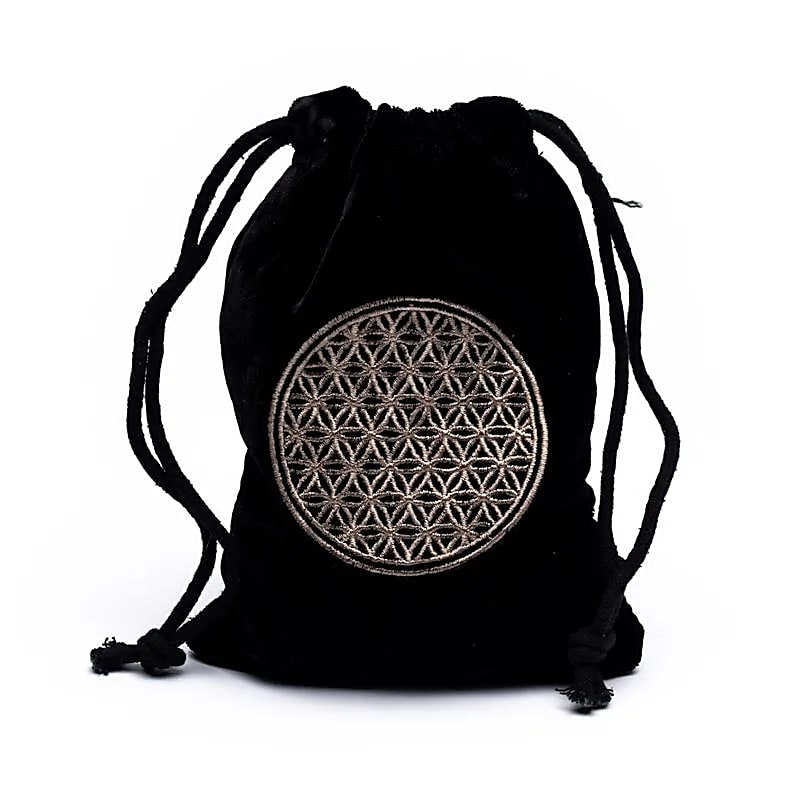 Förvaringspåse i sammet, Flower Of Life svart