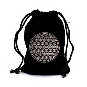 Förvaringspåse i sammet, Flower Of Life svart