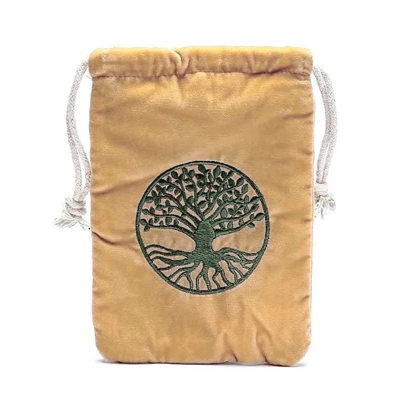 Förvaringspåse i sammet, Tree Of Life senapsgul