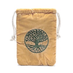 Förvaringspåse i sammet, Tree Of Life senapsgul