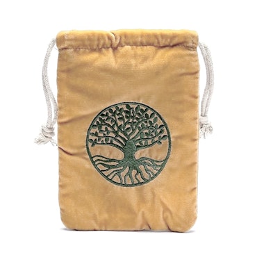 Förvaringspåse i sammet, Tree Of Life senapsgul