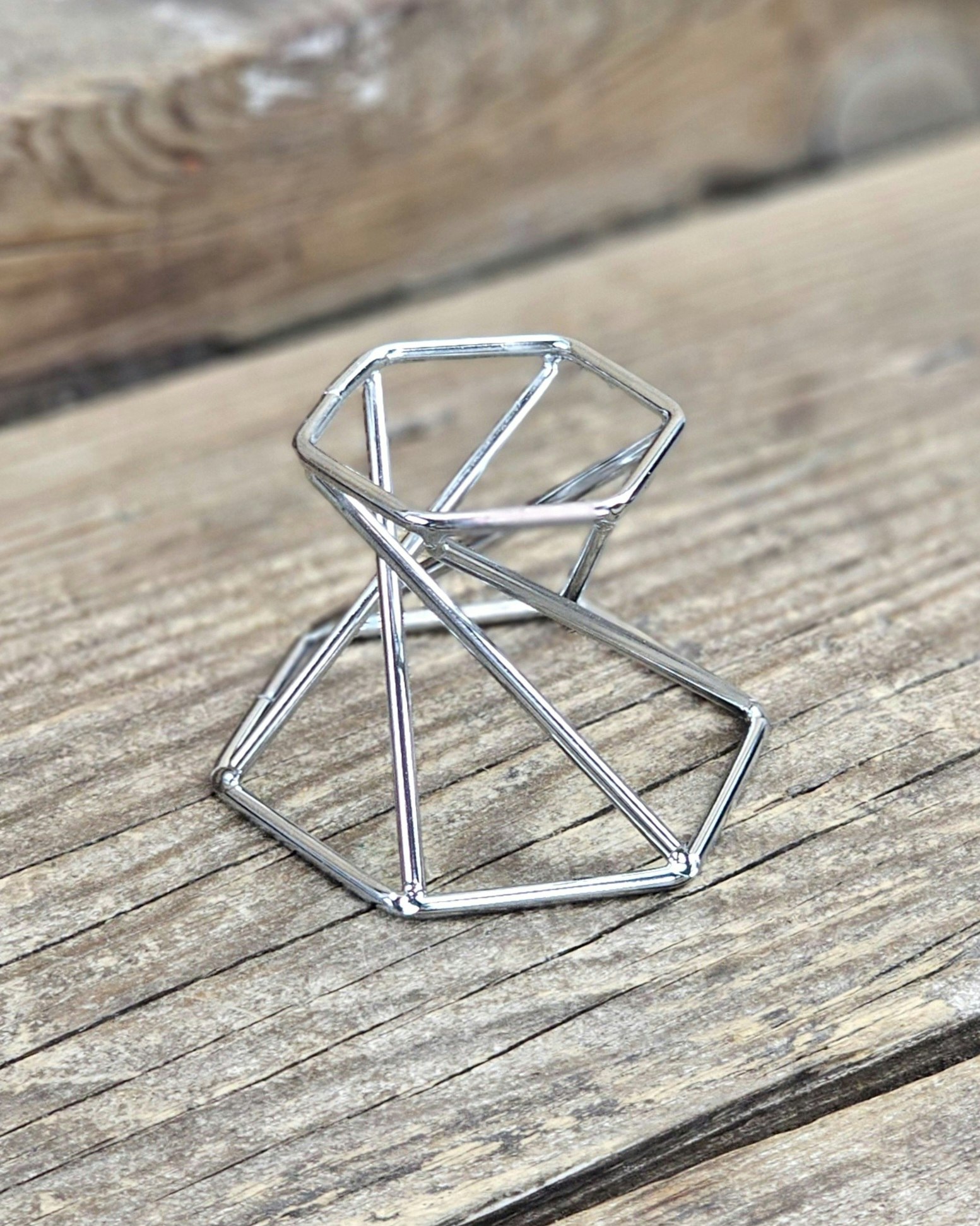Klotställ, silver metall spiral