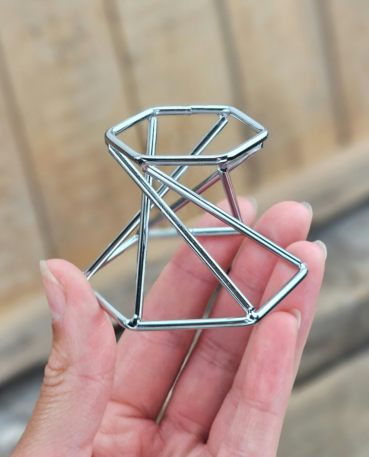 Klotställ, silver metall spiral