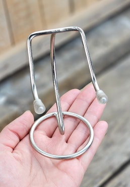 Metallställning för kristaller/fossiler, silver stor