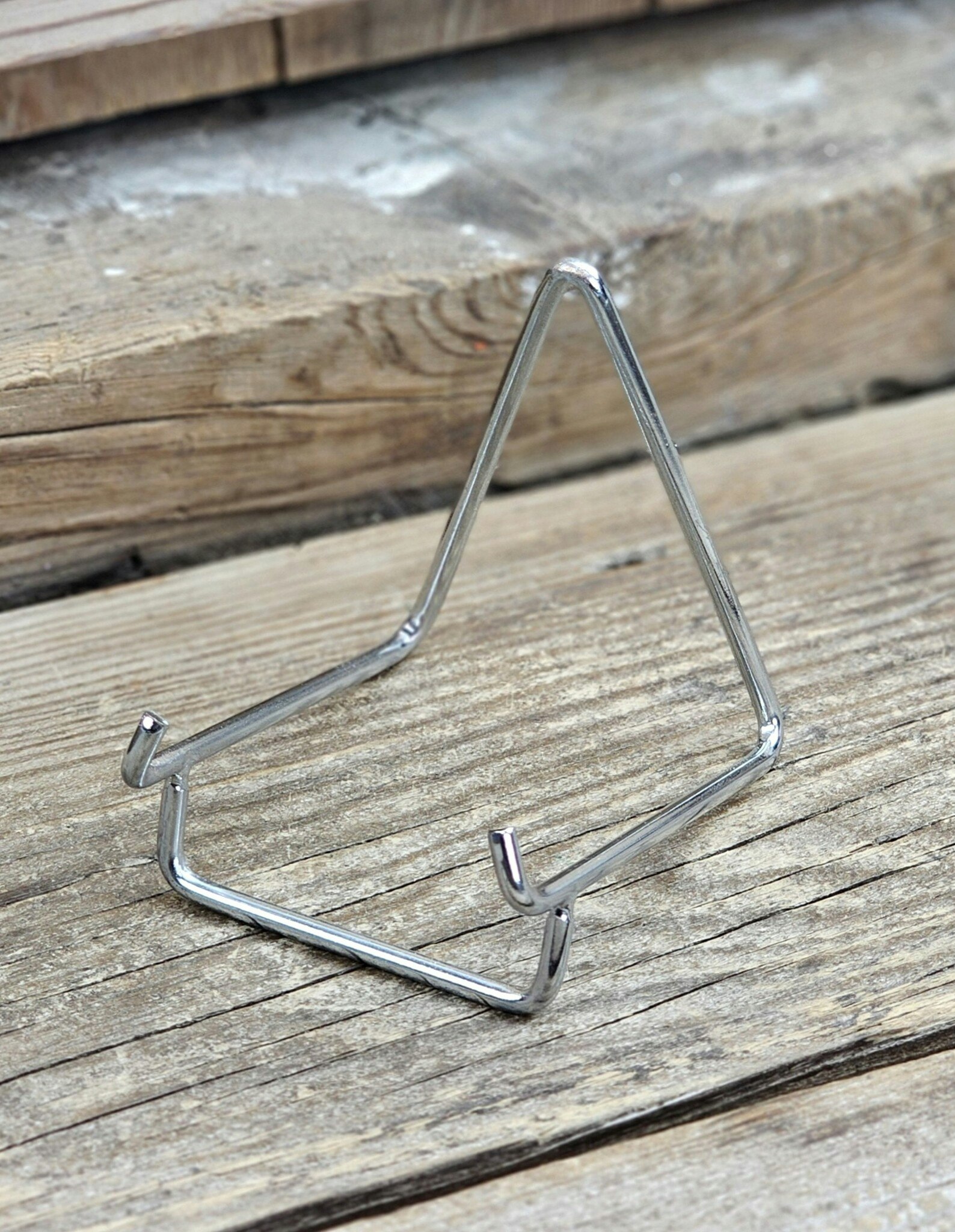 Metallställning för kristaller/fossiler, liten silver
