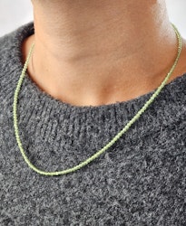 Peridot (Olivin), halsband 2mm facetterade pärlor 925s.