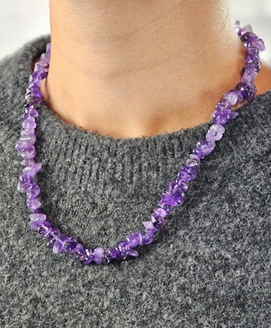Ametist, chipshalsband 45 cm