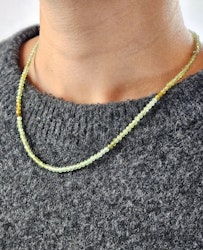 Grön Granat, halsband 4mm facetterade pärlor 925s.