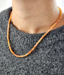 Karneol, halsband 4mm facetterade pärlor 925s.