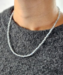Labradorit, halsband 4mm facetterade pärlor 925s.