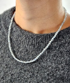 Labradorit, halsband 4mm facetterade pärlor 925s.