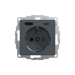Schneider Exxact 1-vägsuttag 2x USB 3A A+C
