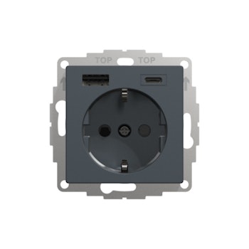 Schneider Exxact 1-vägsuttag 2x USB 3A A+C