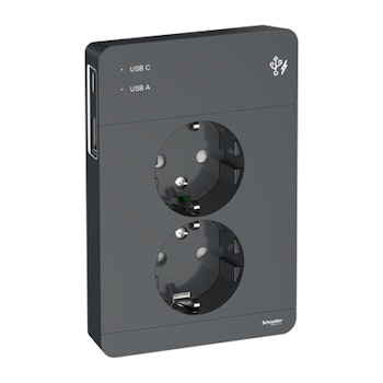 Schneider Exxact 2-vägs Vägguttag med USB