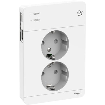 Schneider Exxact 2-vägs Vägguttag med USB