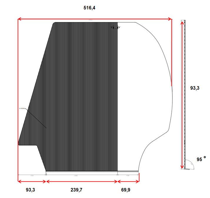 Kit 5: Rubber floor mats for inner wheel arch inside the car for Saab 92, 93, 95 & 96 . Black