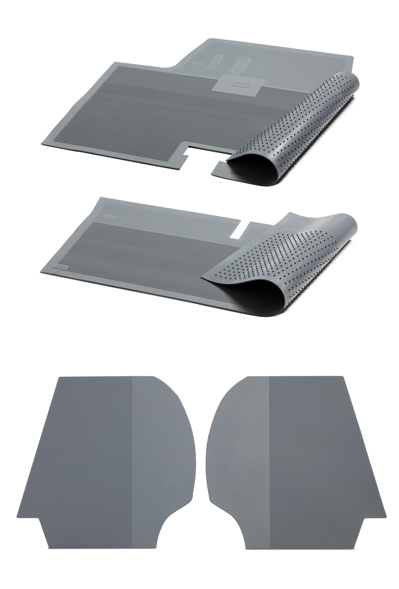 Kit 6: Rubber floor mats front , rear and for inner wheel arch for Saab 92 & 93 year model 1949-1960, Saab 95 & 96 yearmodel 1960-1963, Saab 95 & 96 year model1965-1970. Light gray