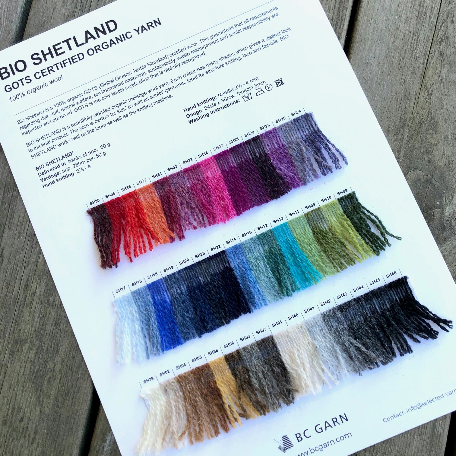 BC Garn Bio Shetland färgkarta