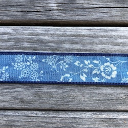 Dekorationsband Jeans Blommor 25 mm