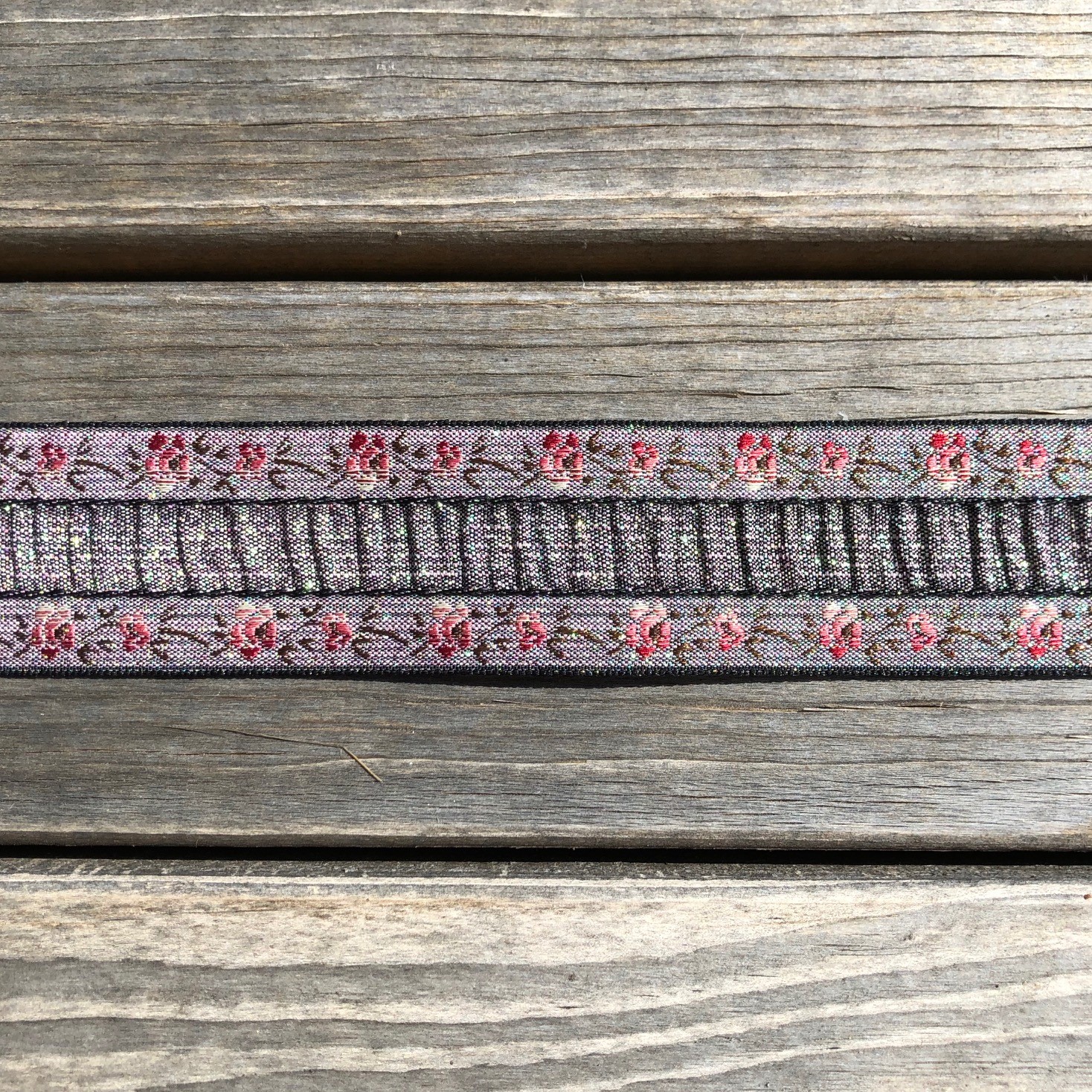 Dekorationsband glitter och blommor 30 mm