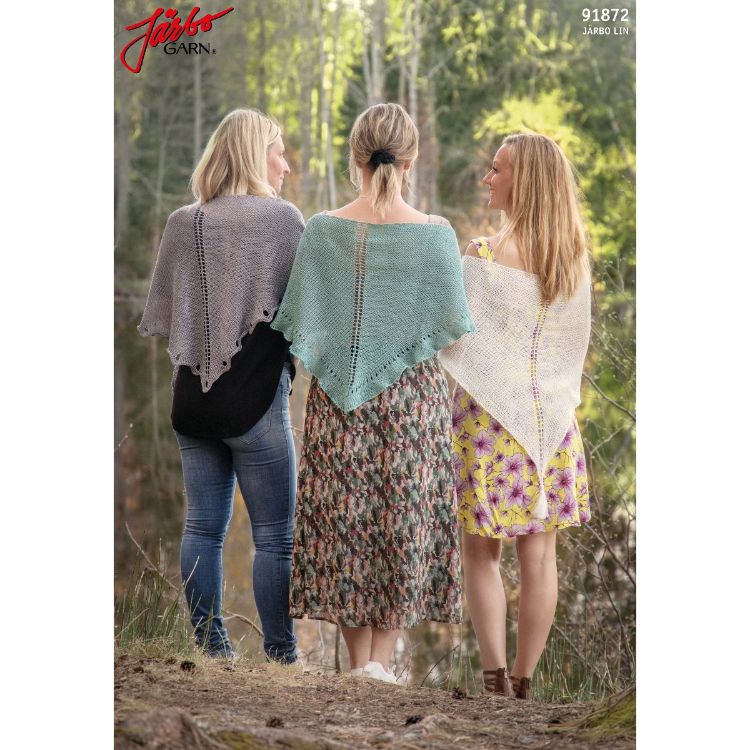 Järbo mönster 91872 Tre systrar - linsjal med tre olika avslut