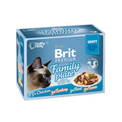 Brit Premium Pouches, Fillets in Gravy Family Plate 12x85g
