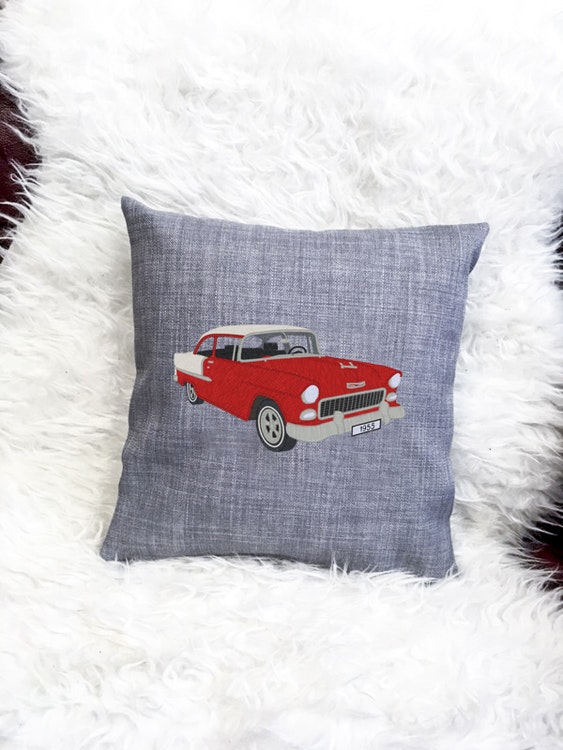 Chevrolet 1955, kuddfodral ljusgrå