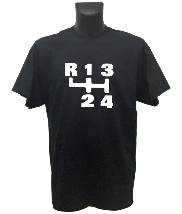 Svart T-shirt, herr Medium, växelspaksymbol Volvo 140