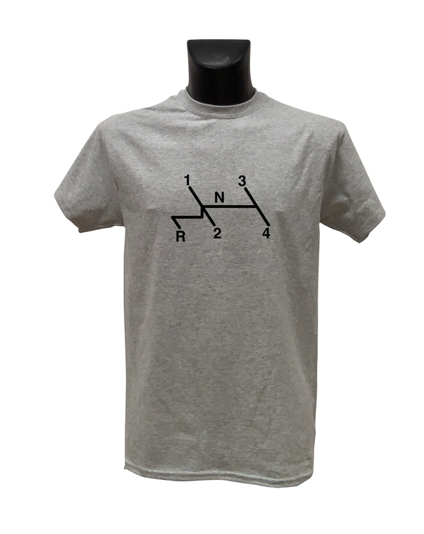 Grå T-shirt, herr Medium, växelspaksymbol VW