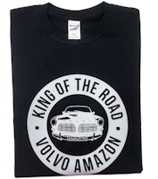 Svart T-shirt, grått tryck, herr. King of the Road • Volvo Amazon