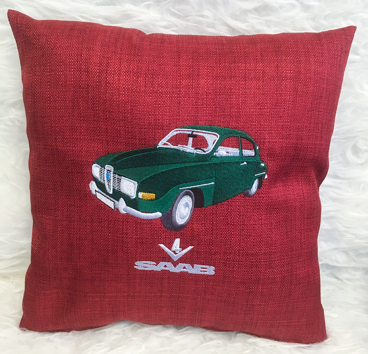Saab 96 V4, 1969, kuddfodral vinröd